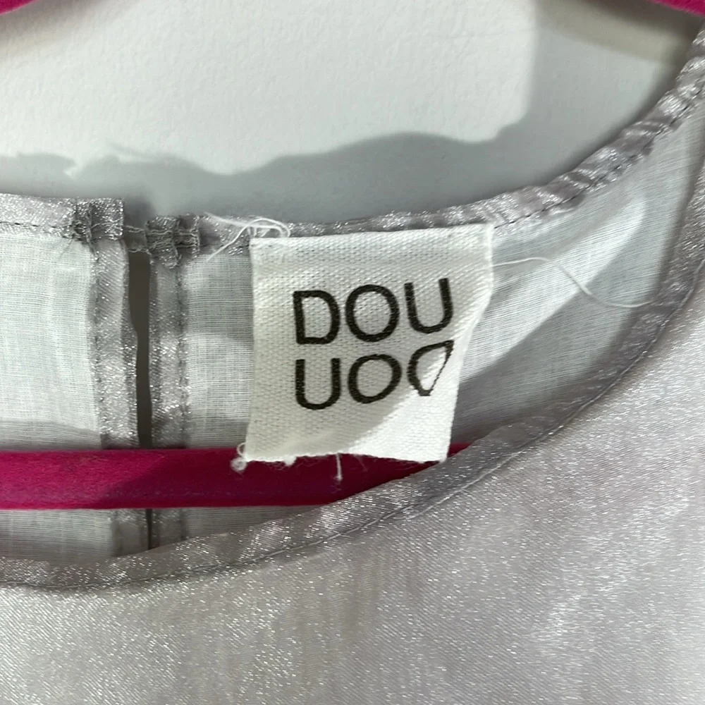 Douuod organza double layer silver tiered dress